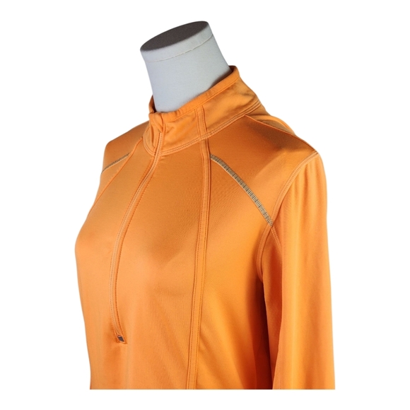 Athleta Orange Quarter Zip Jacket Thumbholes Reflective Activewear - Picture 2 of 12